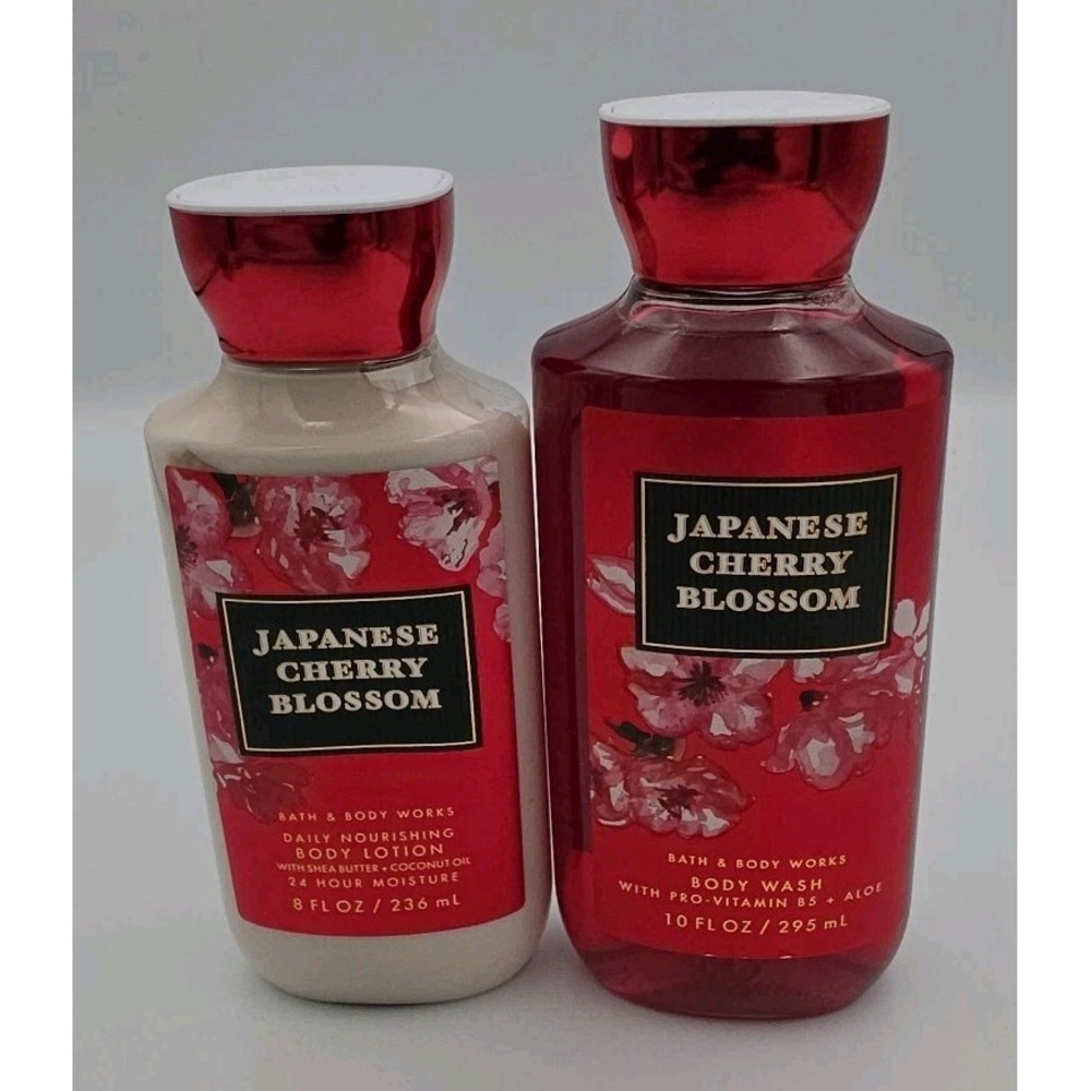 2pk Bath & Body Works Japanese Cherry Blossom BodyWash 10oz  Body Lotion 8 fl oz